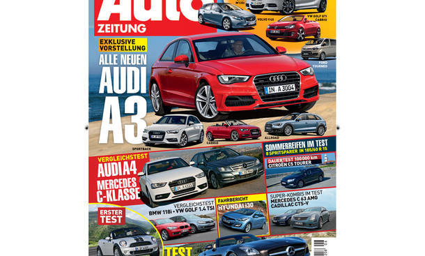 AUTO ZEITUNG 06/2012 - Exklusive Vorstellungen: alle neuen Audi A3: Sportback, Cabrio und Allroad. Genf-Neuheiten: BMW M135i, Volvo V 40, Ford Tourneo. Vergleichstest: Audi A4 gegen Mercedes C-Klasse. Ab Mittwoch, den 15. Februar, im Handel
<< Zu AUTO ZEITUNG 06/2012