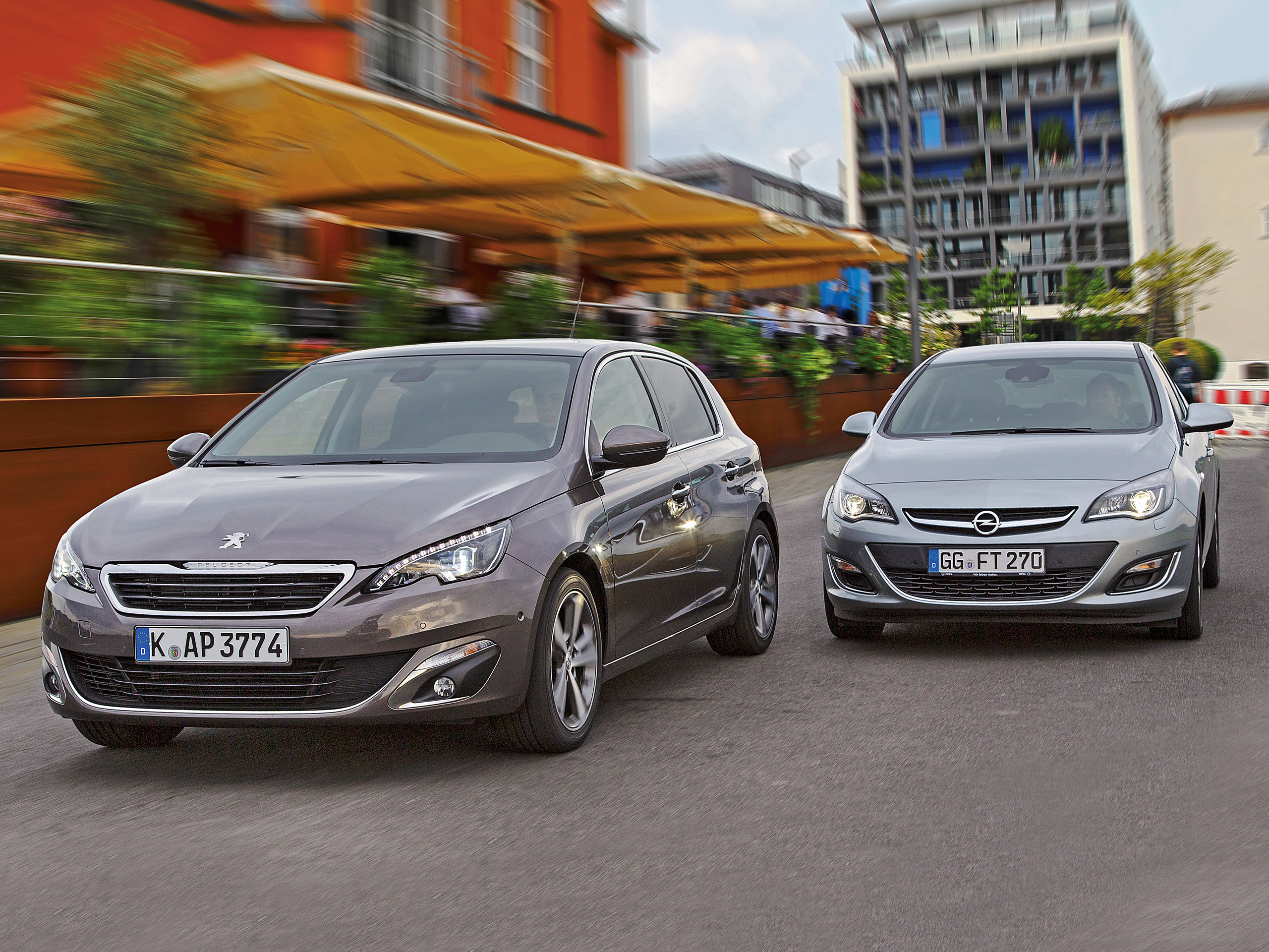 Opel v. Пежо 308 vs. Peugeot 308 vs Opel Astra. Peugeot 308 2014.