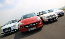 Vier trendige City Cars im Vergleich: Audi A1, Fiat 500, Mini One und Opel Adam im Test