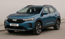 Eine Computerillustration zeigt den Dacia Logan-Nachfolger (2026) statisch von vorne links.