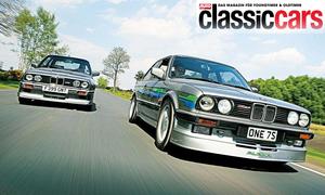Der BMW M3 Evolution/Alpina C2 2.7 fahrend von schräg vorne fotografiert. 