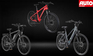 Drei E-Bikes in einer Collage. 