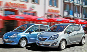 Vergleichstest der kompakten Familienvans: Der neue Opel Meriva tritt gegen den Renault Grand Modus an