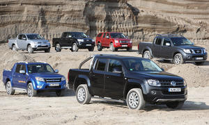 Ford Ranger, Isuzu D-Max, Mitsubishi L200, Nissan Navara, Toyota Hilux und VW Amarok im Vergleichstest