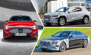 Eine Collage zeigt drei Mercedes-Neuheiten für das Jahr 2025.