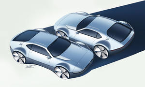 Designskizze eines sportlichen VW ID.-Concept von 2017, angelehnt an Giugiaro und den SP2.