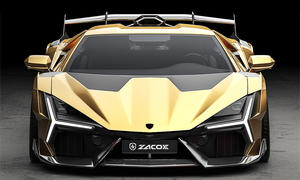 Blick von vorne auf den Lamborghini Revuelto von Zacoe.