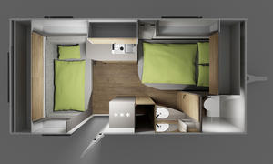 Das Bild zeigt die Grundrisszeichnung des Next 380 (2025).
