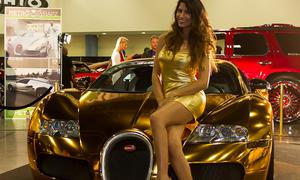 Bugatti Veyron 16.4 Tuning Flo Rida Rapper Superstar Folierung 2013 Chrom-Gold