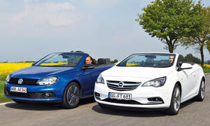 Markenvergleich Cabrios Opel Cascada 2.0 BiTurbo Cabrio ecoFLEX Diesel VW Eos 2.0 TDI Stoffdach Blechdach 