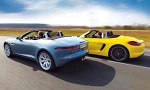 Jaguar F-Type Cabriolet Porsche Boxster S Vergleich Bilder technische Daten