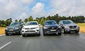 Volvo XC90 BMW X5 Range Rover Sport VW Touareg SUV Vergleichstest