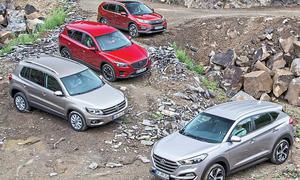 Hyundai Tucson Honda CR-V Mazda CX-5 VW Tiguan SUV Vergleichstest