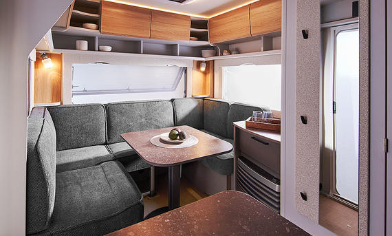 Bürstner B66 Caravan (2025) - Bürstner Das Bild zeigt die Sitzgruppe des Bürstner B66 Caravan (2025).