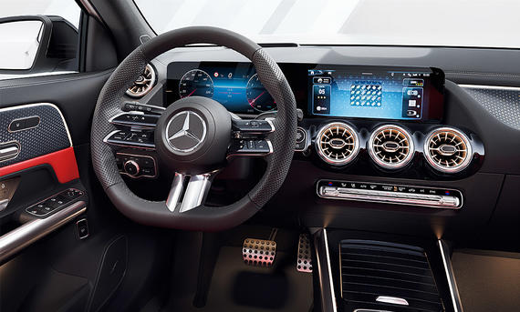 Mercedes GLA Facelift (2023) - Mercedes Das Cockpit des Mercedes GLA Facelift (2023).
