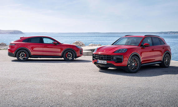 Porsche Cayenne (Coupé) GTS Facelift (2024); stehend, Frontansicht und Seitenansicht