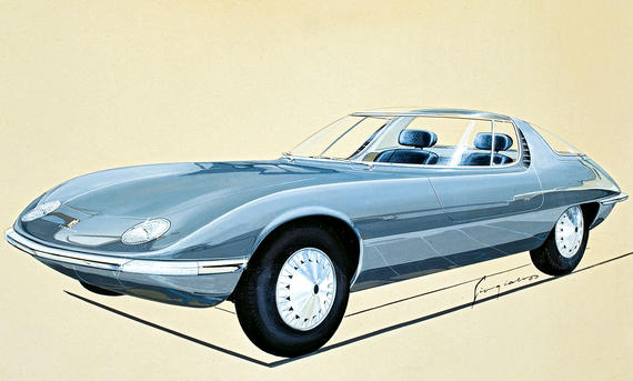 Exklusiv Interview: Designer Giorgetto Giugiaro - Heckmotor perfekt kaschiert: Giugiaro-Entwurf des Chevrolet Corvair Testudo von 1963 Giorgetto Giugiaro Designer Reportage Interview Bilder Entwurf Chevrolet Corvair Testudo Sketch