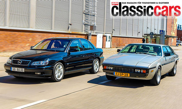 Opel Omega V8/Bitter SC Sedan fahrend von schräg vorne fotografiert. 