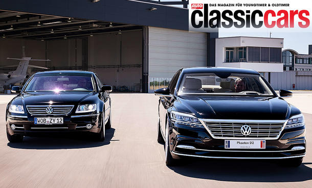 Der VW Phaeton/VW Phaeton D2 fahrend von vorne fotografiert.