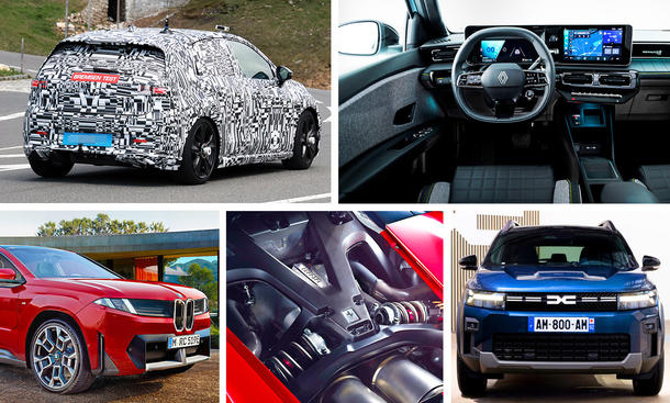 Eine Collage zeigt Fotos von fünf Autos, die 2025 starten.