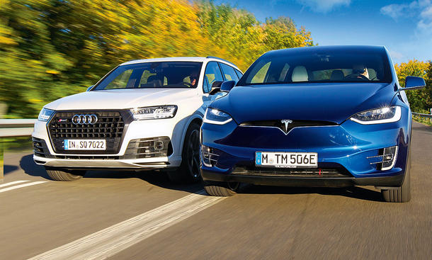Audi Sq7 Tesla Model X P100d Test Autozeitung De
