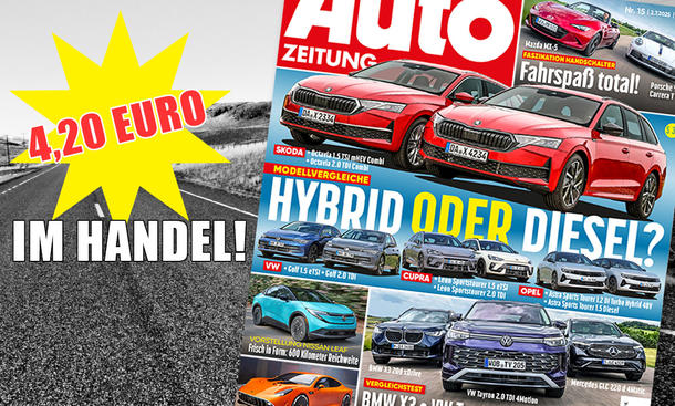 AUTO ZEITUNG 15/2025: Symbolbild zeigt das neue Cover und den Preis der Ausgabe.