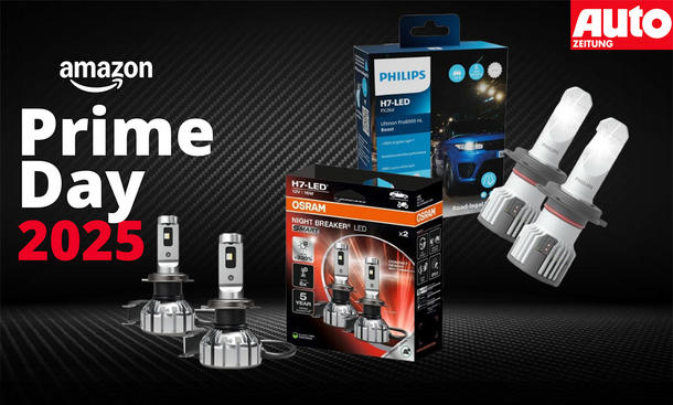 Amazon Prime Day LED-Lampen Angebote - iStock/Hersteller/Collage: AUTO ZEITUNG Zwei LED-Lampen auf einer Bildcollage zum Amazon Prime Day.