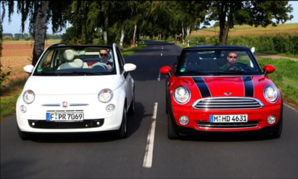 Aufmacher: Fiat 500C gegen Mini Cooper Cabrio