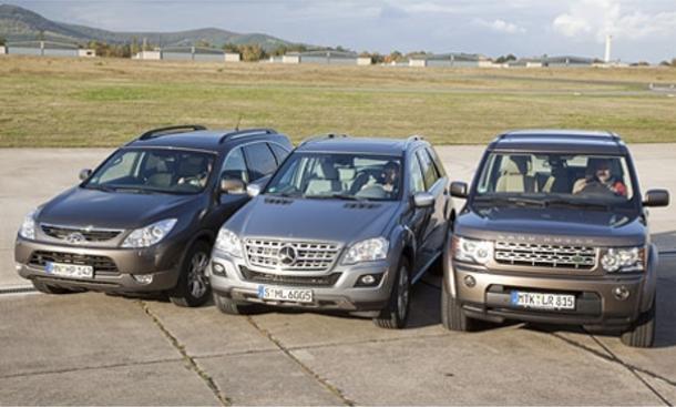 Diesel-SUV: Hyundai ix55, Mercedes ML 350 BlueTEC, Land Rover Discovery