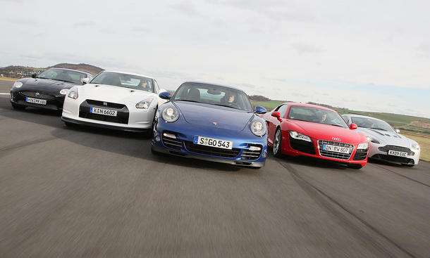 Supersportwagen: Porsche 911 Turbo gegen Aston Martin, Audi, Nissan und Jaguar im Vergleich