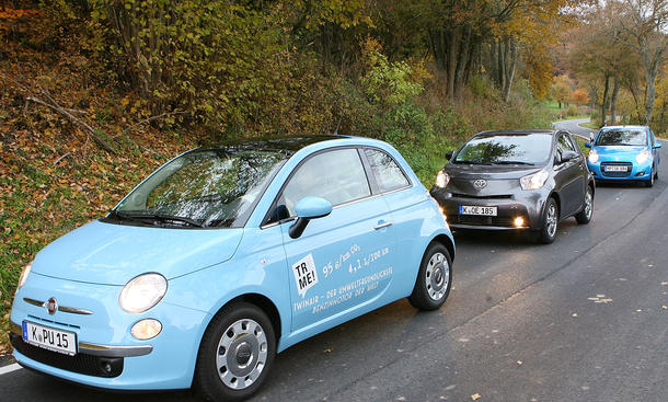 Fiat 500 TwinAir, Suzuki Alto 1.0 und Toyota iQ 1.0 VVT im Test