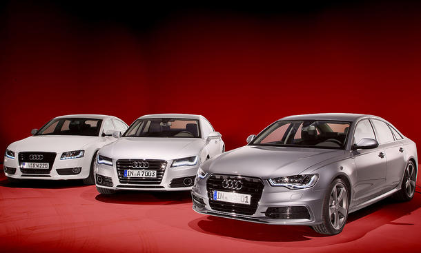 Drei Audis im Test der AUTO ZEITUNG - Audi A6, Audi A5 Sportback und Audi A7 Sportback