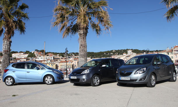 Opel Meriva, Nissan Note und Hyundai ix20 im Test