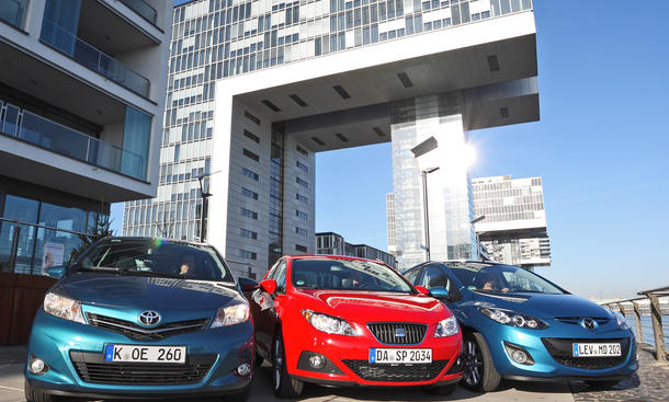 Toyota Yaris gegen Seat Ibiza und Mazda 2 im Vergleichstest