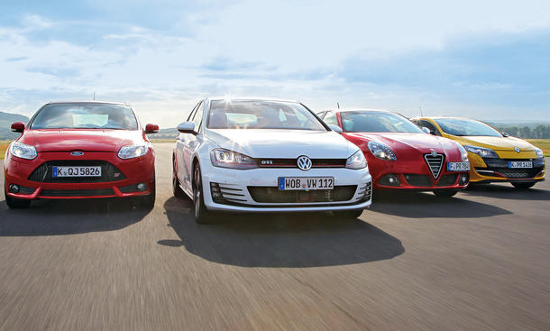 Kompaktsportler-Test 2013: VW Golf GTI, Ford Focus ST, Renault Mégane R.S., Alfa Romeo Giulietta