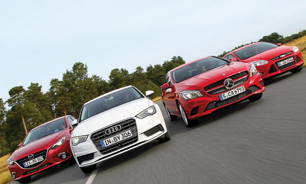 Audi A3, Ford Focus, Mazda 3, Mercedes CLA - Kompakte Limousinen im Test