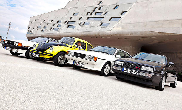 VW Scirocco I, VW Käfer 1303 S, VW Scirocco II, VW Corrado G60