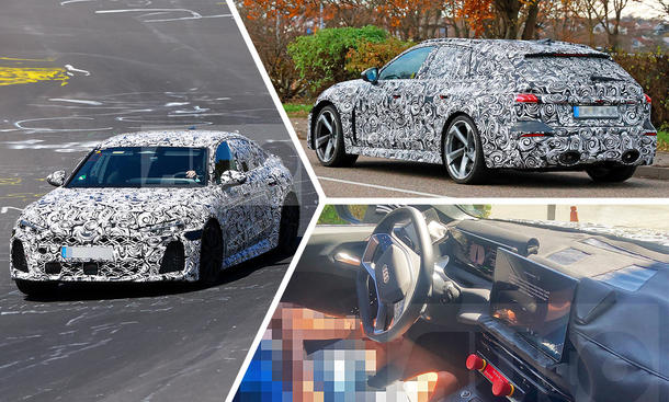 Collage aus verschiedenen Erlkönigen des Audi RS 5 (Avant).