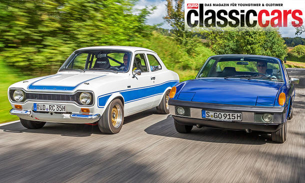 Ford Escort RS 2000 und Porsche 914/6 fahrend von vorne.