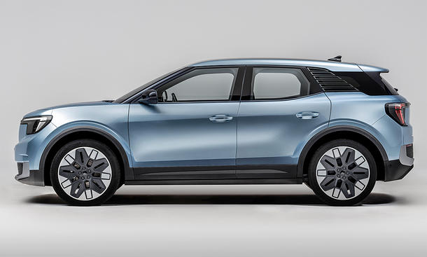 Der Ford Explorer Elektro (2024) statisch von der Seite.