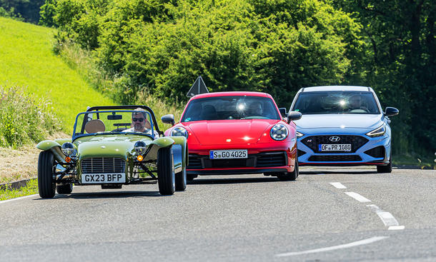 Caterham Super Seven 2000/Porsche 911 Carrera T/Hyundai i30 N Performance