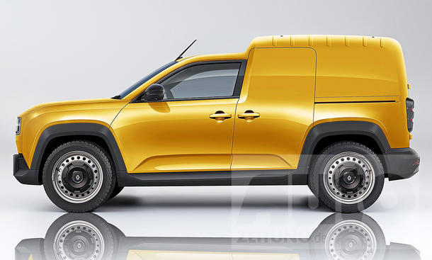 Eine Computerillustration zeigt den Renault Fourgonnette (2025) statisch von links.