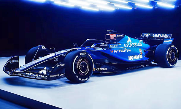 Der Williams FW47 stehend von vorne.