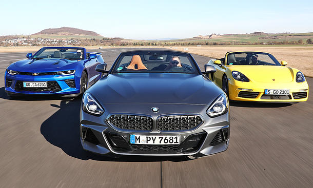 BMW Z4 Roadster M40i/Chevrolet Camaro V8 Cabrio/Porsche 718 Boxster S: Test