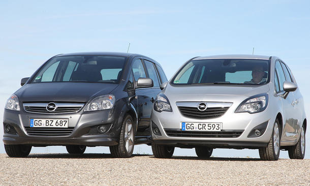 Opel Meriva 1.4 ECOTEC und Opel Zafira 1.8 ECOTEC im Klassenduell Vorderansicht