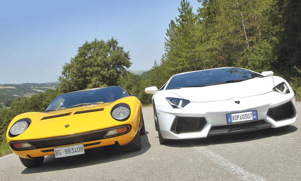 Magie: Lamborghini Aventador und Miura SV