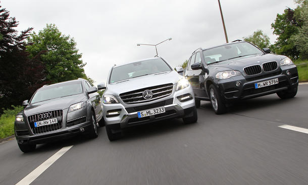 Suv Verbrauchstest Audi Q7 3 0 Tdi Gegen Bmw X5 Und Mercedes Ml 350