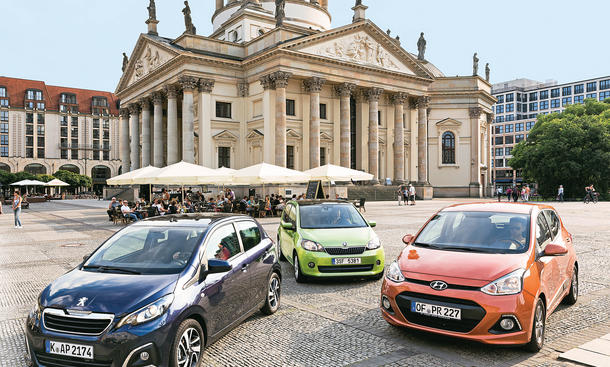 Peugeot 108 Skoda Citigo Hyundai i10 Vergleich Bilder technische Daten