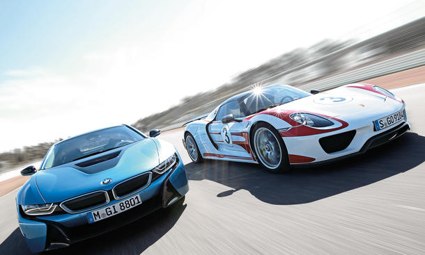 BMW i8 Porsche 918 Spyder Hybrid Supersportwagen Bilder technische Daten