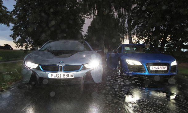 Audi R8 Lmx Vs Bmw I8 Hybrid Sportwagen Im Vergleich
